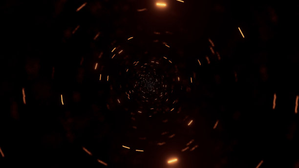 3D渲染插画的未来主义背景与抽象发光的金色霓虹灯图片下载