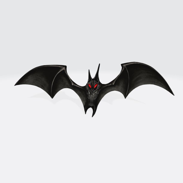 三维渲染的黑色蝙蝠孤立在白色背景上的图形插图图片下载