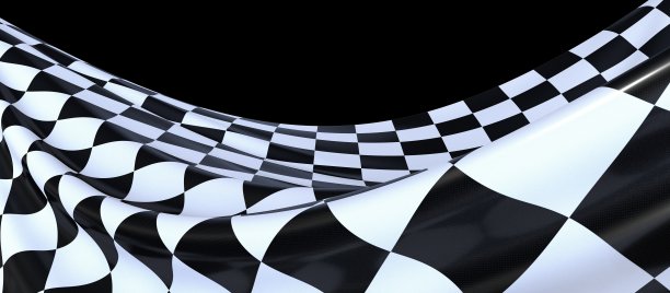 一个黑色背景的终点线旗帜的全景照片图片下载