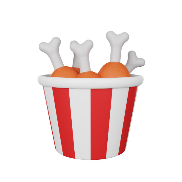 3d渲染的炸鸡快餐图标图片下载