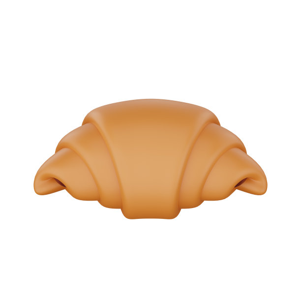 3d渲染的可颂快餐图标图片下载