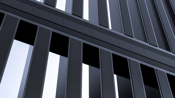建筑金属建筑设计。墙柱。建筑墙。3 d渲染。图片下载