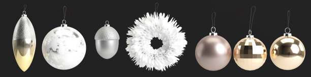 圣诞节挂松树装饰的3d插图，孤立在黑色背景上图片下载