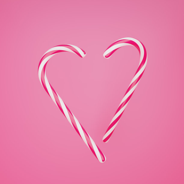 3D渲染糖果拐杖在粉红色的背景图片下载