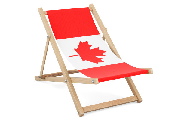 印有加拿大国旗的躺椅。加拿大度假，旅游，旅游套餐，概念。三维渲染图片下载