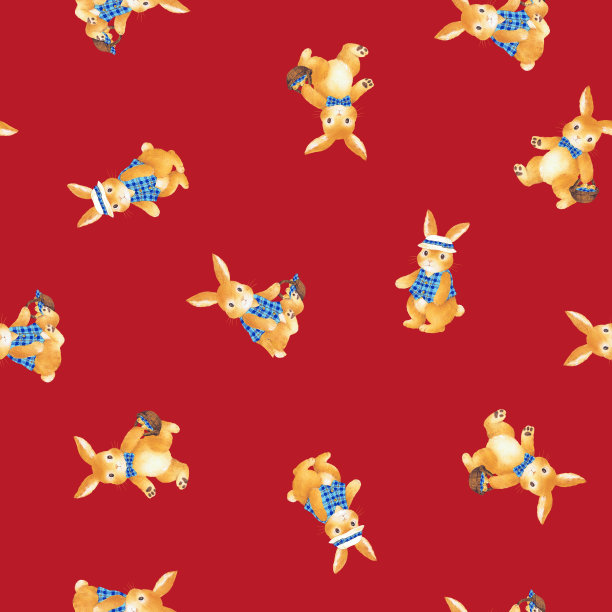 手绘可爱兔子无缝图案，图片下载