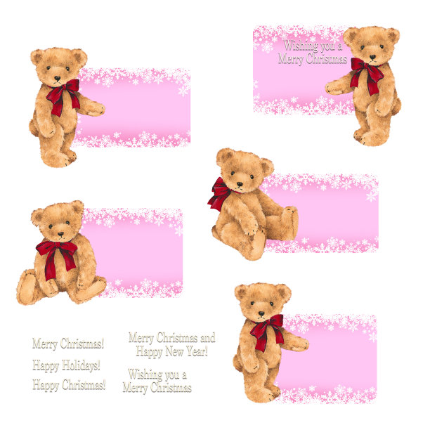 贺卡材料使用了一个可爱的手绘小熊，图片下载