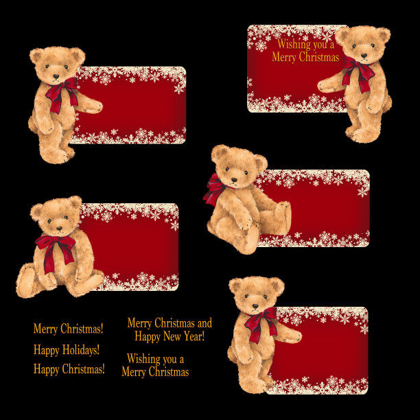 贺卡材料使用了一个可爱的手绘小熊，图片下载