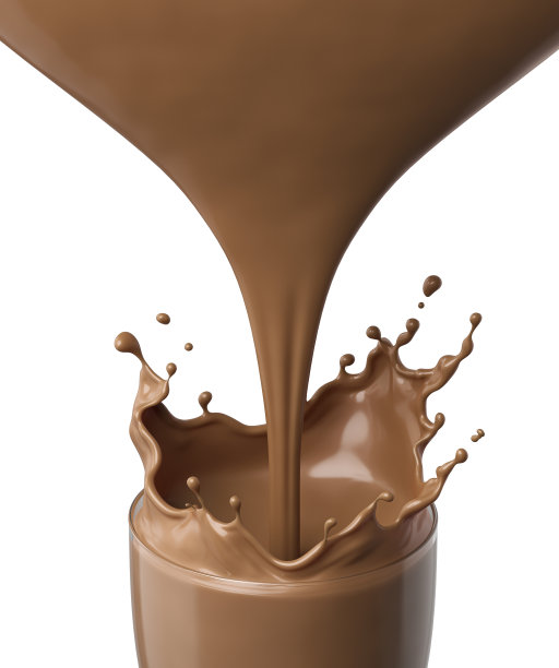 巧克力倒入和飞溅到玻璃，3d插图。图片下载