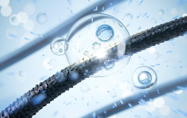 头发护理和头发护理概念背景，维生素或血清洗发水，损伤头发修复，3d渲染。图片下载