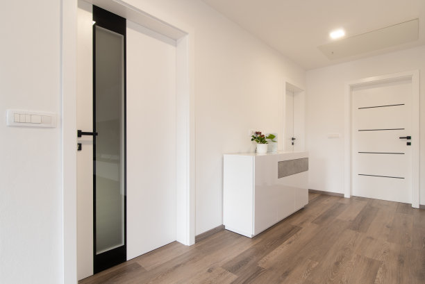 走廊有门和拼花地板图片下载