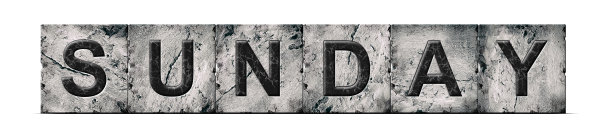 星期天，字母写在石板上，孤立在白色背景上。工作日的概念。图片下载