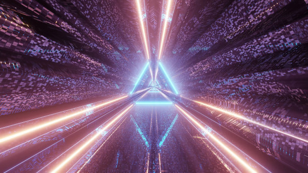 虚拟投影的光线形成三角形的模式，并向前流动图片下载