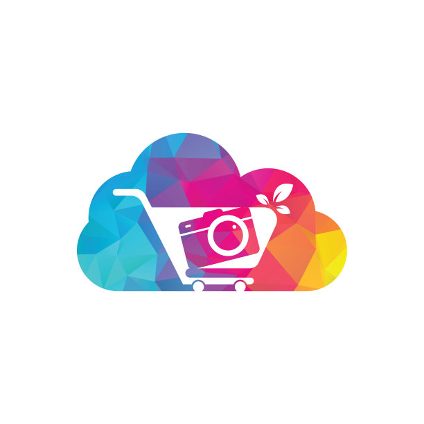 相机商店云形状概念Logo矢量图标。图片下载