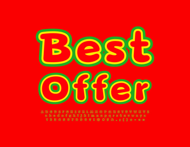 矢量彩色横幅优惠。创意字母和数字集图片下载