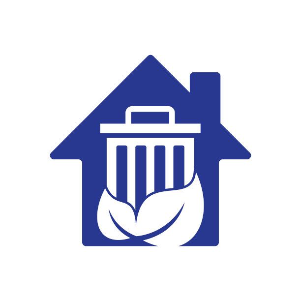 叶垃圾家形状概念矢量标志设计图标。图片下载