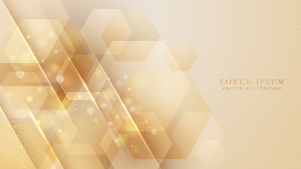 豪华背景与六边形形状，散景和闪光的光效果装饰图片下载