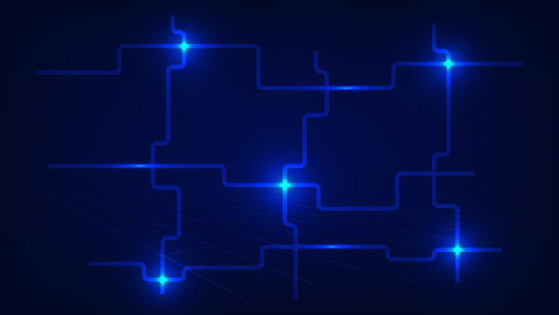 高科技数字技术和未来的通信背景与线和蓝色照明图片下载