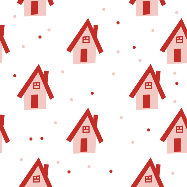 圣诞无缝模式与可爱的房子。节日冬季广场图案。白色背景。可爱的插图。冬季新年墙纸图片下载