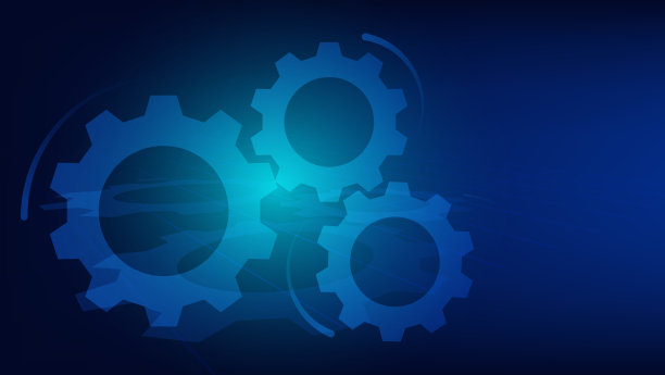 抽象的技术背景概念。带蓝色照明的齿轮图片下载