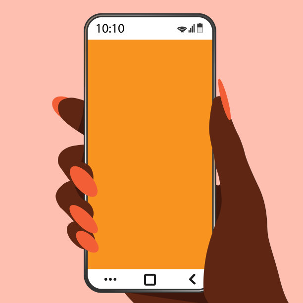 女性手中智能手机的矢量图图片下载