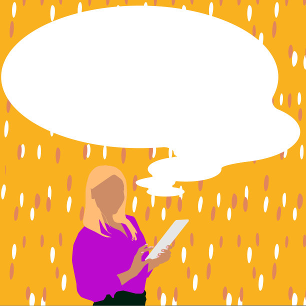 主持人与对话气泡显示新的公告。同事演讲气球展示新鲜和重要的新闻信息。图片下载