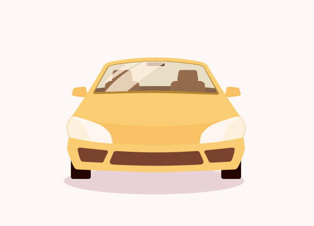 一辆黄色国产轿车的前视图。图片下载