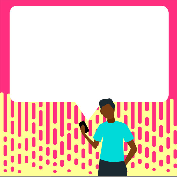 主持人与对话气泡显示新的公告。同事演讲气球展示新鲜和重要的新闻信息。图片下载