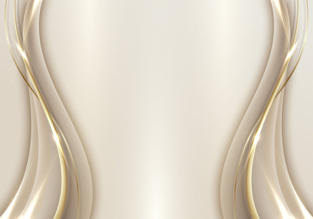抽象模板3D优雅的金色波浪形状与闪亮的金色线闪闪发光的照明在金色背景豪华风格图片下载