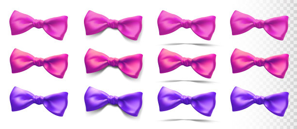 一组不同颜色的矢量弓分离图片下载