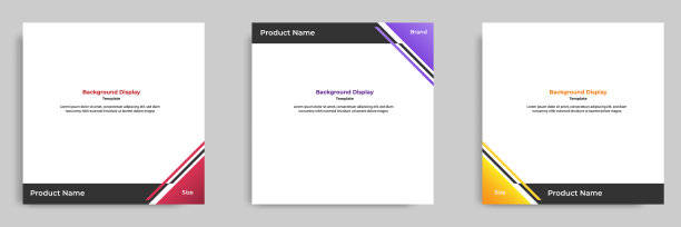 集合几何方形社交媒体横幅布局，产品背景背景显示广告商业销售模板渐变颜色。图片下载