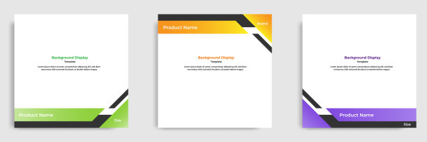 集合几何方形社交媒体横幅布局，产品背景背景显示广告商业销售模板渐变颜色。图片下载