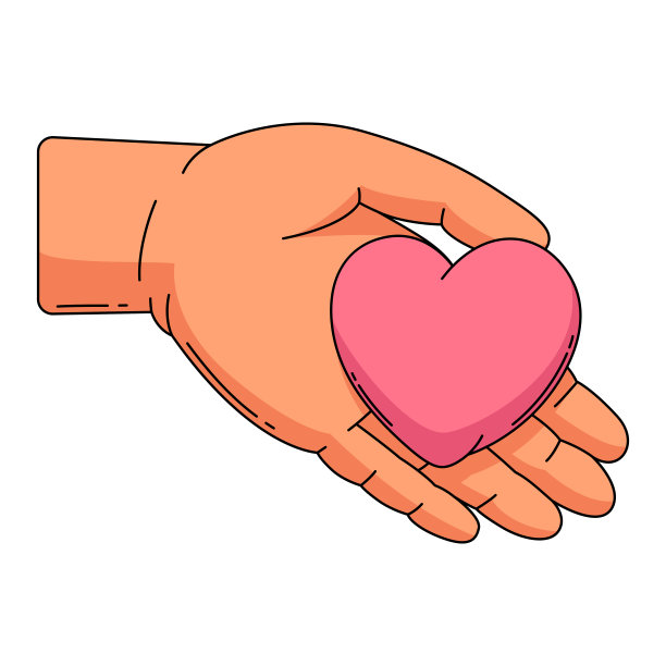 情人节快乐，手牵心的插图。节日象征着浪漫的爱情。图片下载