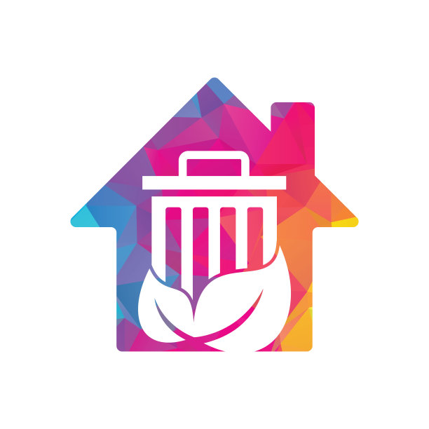 叶垃圾家形状概念矢量标志设计图标。图片下载