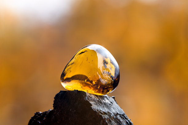 琥珀色的石头在模糊的背景图片下载