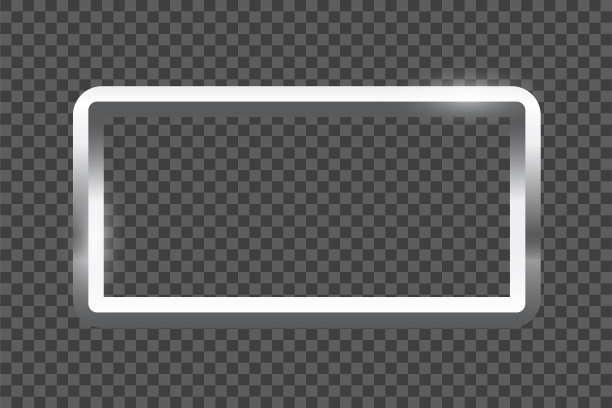 银色矩形框架上的图片透明的背景。图片、绘画、卡片或照片留白。3d逼真的现代模板矢量插图。简单的钢物体模型。图片下载