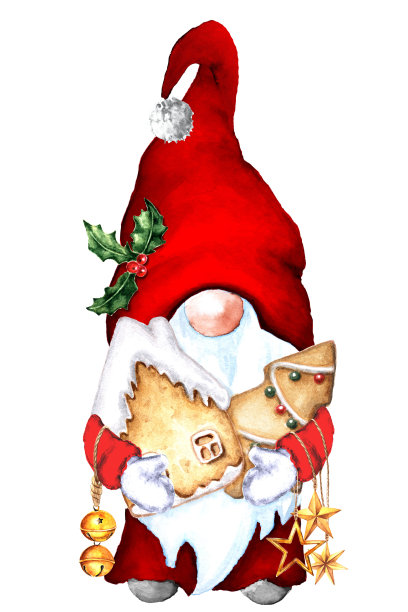 可爱的圣诞手绘小矮人和姜饼图片下载