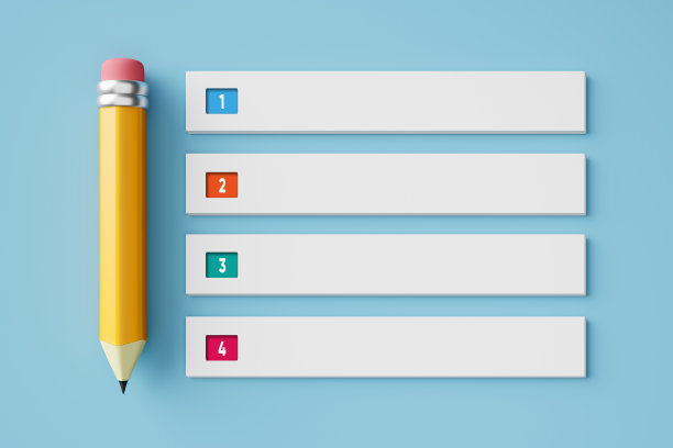 带有铅笔和蓝色背景上的数字的空信息栏的信息图设计模板。图片下载