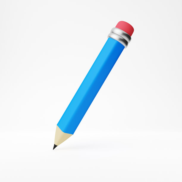 蓝色木质石墨笔尖触碰白色背景。教育，绘画或写作概念。图片下载