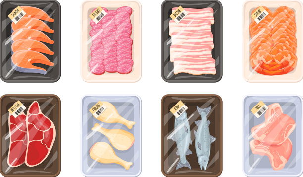 超市肉类包装包装鱼或冷冻图片下载