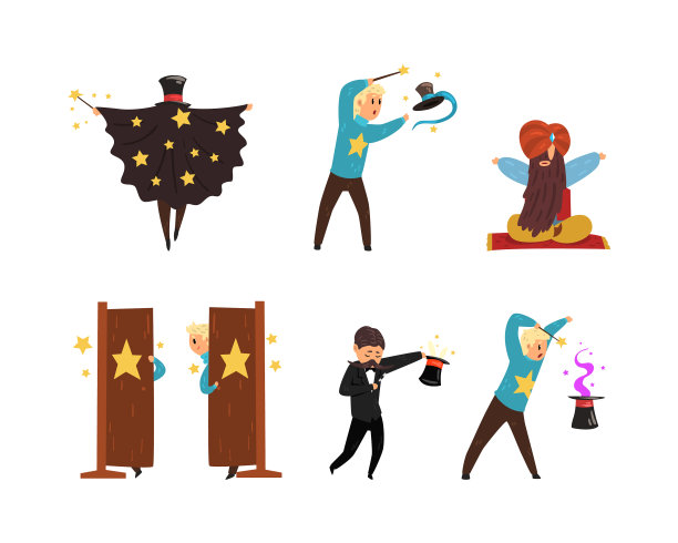 男子魔术师展示的把戏和重点图片下载