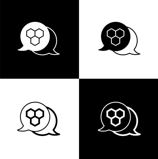 将蜂巢图标隔离在黑白上图片下载