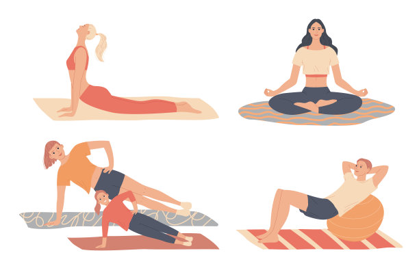 家庭锻炼：人们在做运动，男人、女人和家人在家做运动图片下载