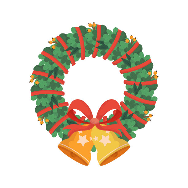 白色背景上的圣诞花环。传统圣诞装饰的云杉树枝与节日的元素图片下载