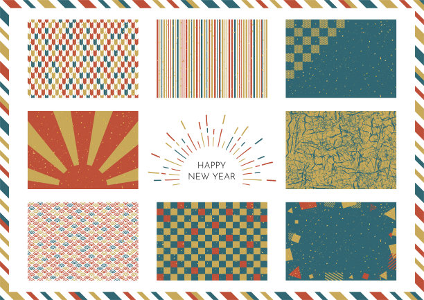 日本风格的新年背景插画图片下载