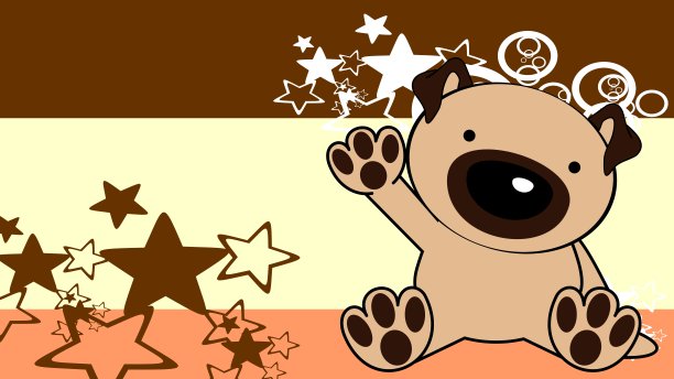 坐着的哈巴狗宝宝赤壁卡通插画背景图片下载