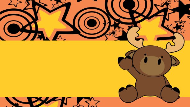 坐着的驼鹿宝宝赤壁卡通插画背景图片下载