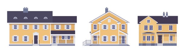 两层当代住宅卡通套装图片下载