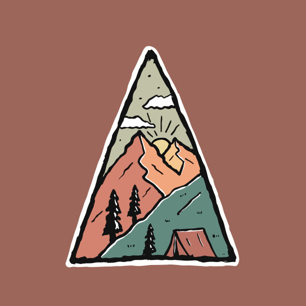 营地山上自然野生动物设计为徽章、贴纸、t恤设计图片下载