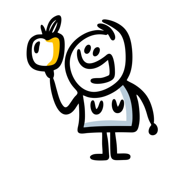 手持大苹果的女人涂鸦插画图片下载